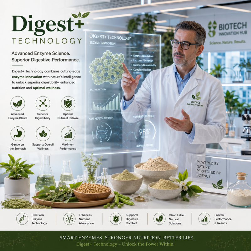 DIGEST+ enzyme-enhanced protein systems